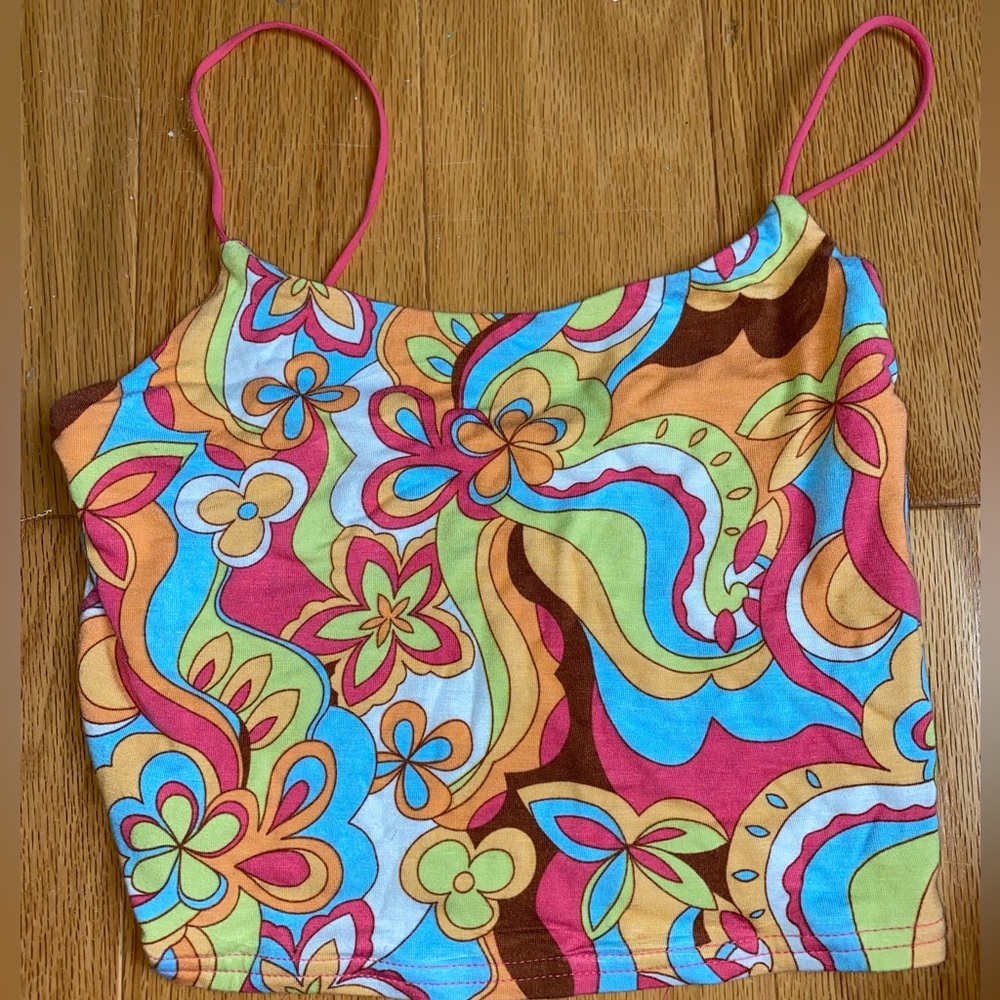 Pacsun Groovy Pattern Crop Tank Top
